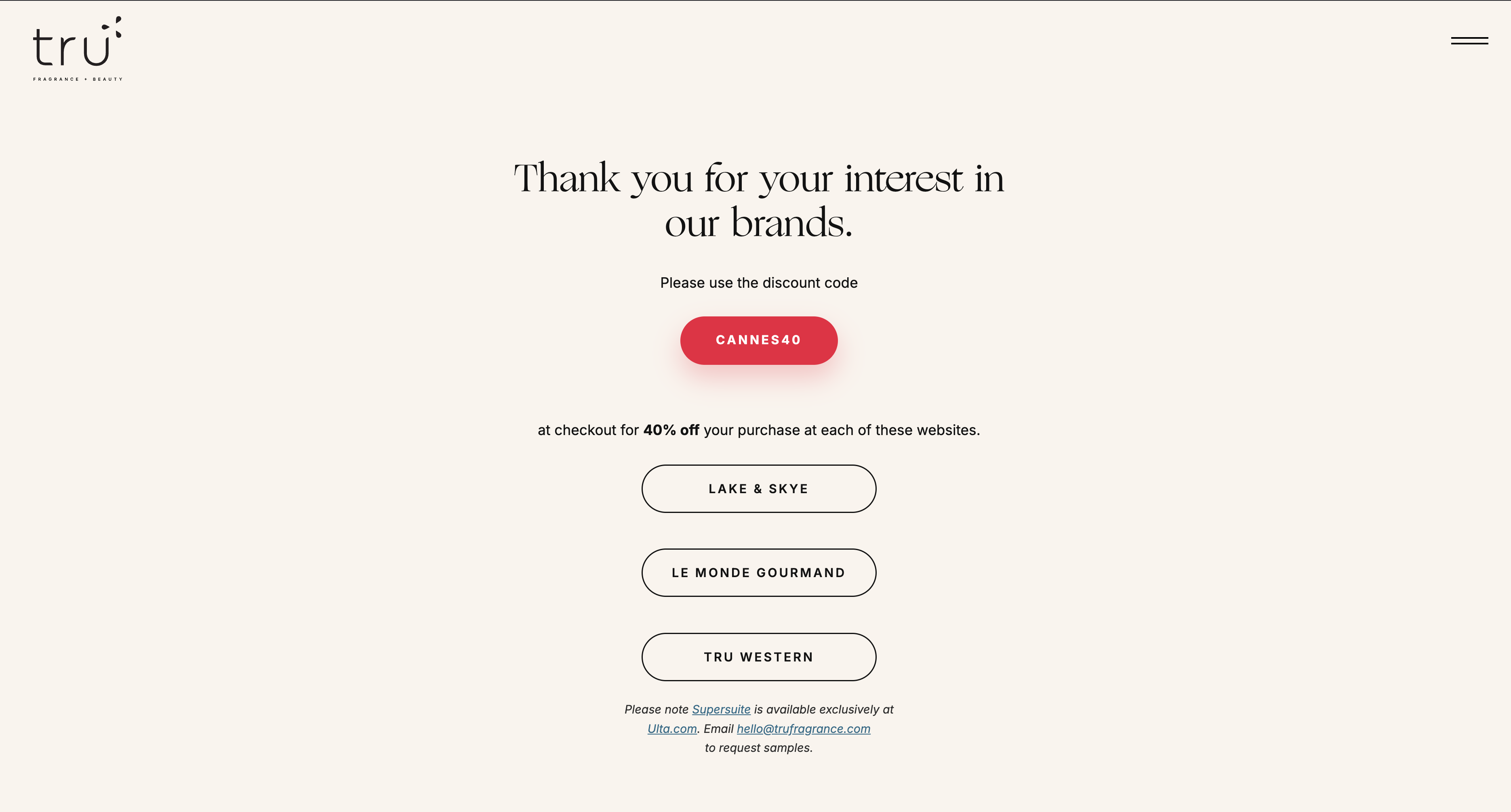 TruFragrance Cannes 2025 Landing Page